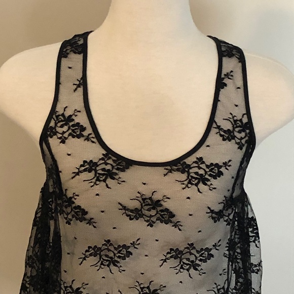 Like-New Black Dotted-Lace Talula/Aritzia Tank Top - Picture 3 of 14